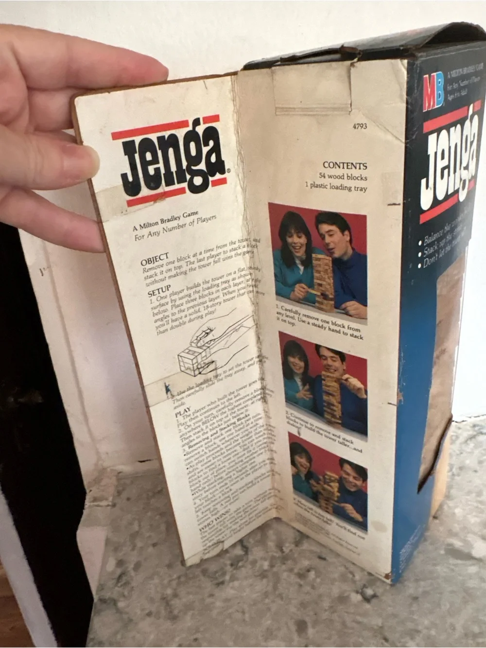 Vintage 1980s MB Jenga Classic Wooden Block Game - Natural Wood